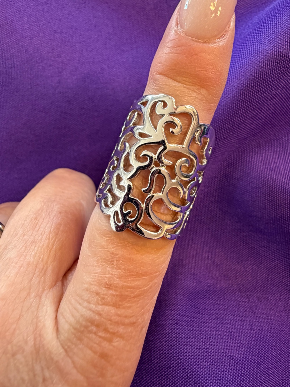 Park Lane Silver Filigree Scroll Statement Ring Size 8 New